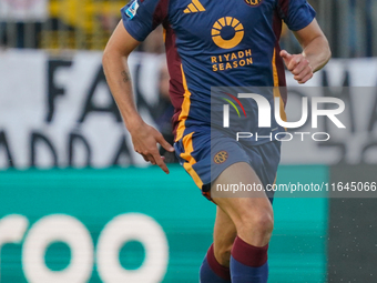 Bryan Cristante plays during the match between AC Monza and AS Roma in Serie A at U-Power Stadium in Monza, Italy, on October 6, 2024. (