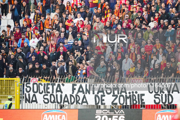 Supporters of AS Roma attend the match between AC Monza and AS Roma, Serie A, at U-Power Stadium in Monza, Italy, on October 6, 2024. 