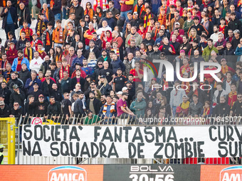 Supporters of AS Roma attend the match between AC Monza and AS Roma, Serie A, at U-Power Stadium in Monza, Italy, on October 6, 2024. (