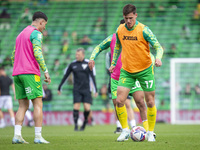 Ante Crnac of Norwich City warms up before the Sky Bet Championship match between Norwich City and Hull City at Carrow Road in Norwich, Engl...