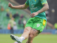 Josh Sargent of Norwich City warms up before the Sky Bet Championship match between Norwich City and Hull City at Carrow Road in Norwich, En...