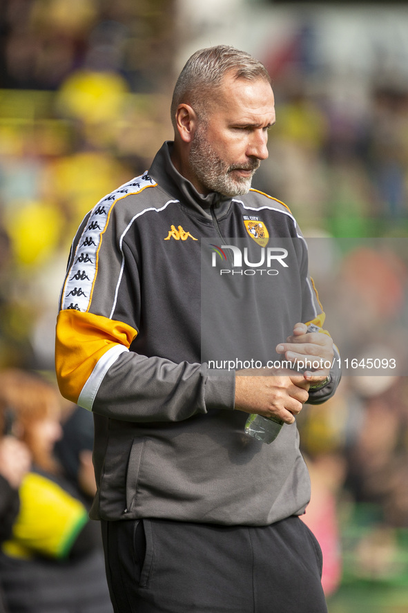 Hull City Manager, Tim Walter, is seen before the Sky Bet Championship match between Norwich City and Hull City at Carrow Road in Norwich, E...