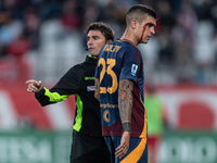 Gianluca Mancini of AS Roma is injured during the Serie A match between Monza and AS Roma at U-Power Stadium in Monza, Italy, on October 6,...