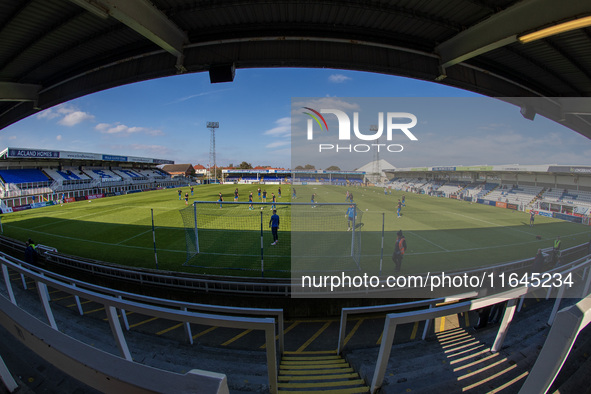 A general view of Victoria Park before the Vanarama National League match between Hartlepool United and Sutton United in Hartlepool, United...