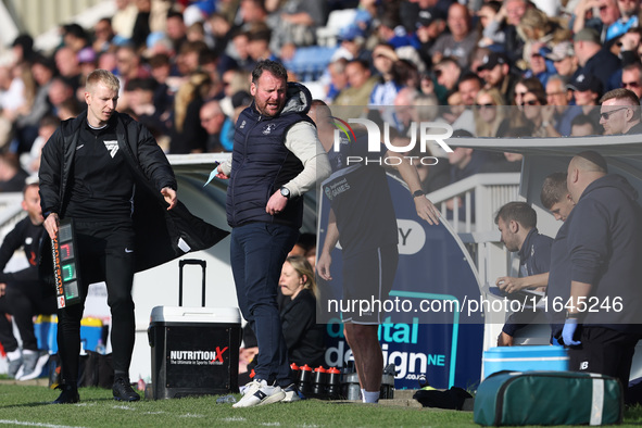 Hartlepool manager Darren Sarll is present during the Vanarama National League match between Hartlepool United and Sutton United at Victoria...