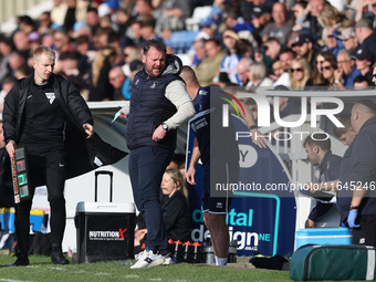 Hartlepool manager Darren Sarll is present during the Vanarama National League match between Hartlepool United and Sutton United at Victoria...