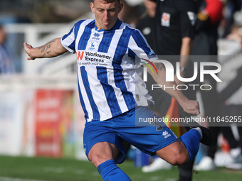 David Ferguson of Hartlepool United participates in the Vanarama National League match between Hartlepool United and Sutton United at Victor...