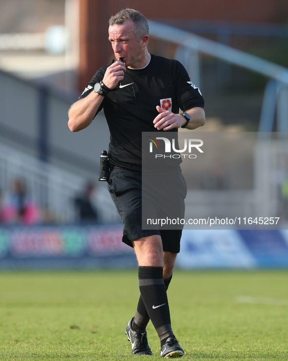 Match referee Steven Copeland officiates during the Vanarama National League match between Hartlepool United and Sutton United at Victoria P...