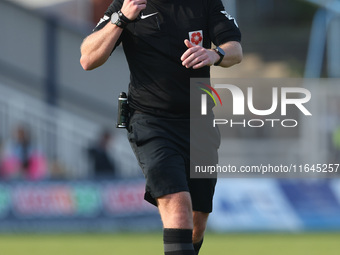 Match referee Steven Copeland officiates during the Vanarama National League match between Hartlepool United and Sutton United at Victoria P...