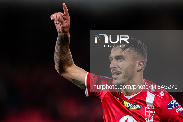 Dani Mota of AC Monza celebrates after scoring a goal during the Serie A match between Monza and AS Roma at U-Power Stadium in Monza, Italy,...