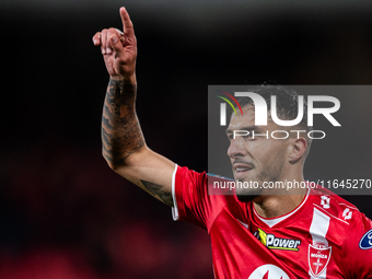 Dani Mota of AC Monza celebrates after scoring a goal during the Serie A match between Monza and AS Roma at U-Power Stadium in Monza, Italy,...