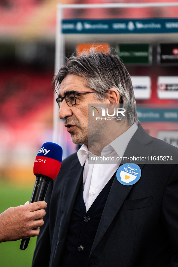 Ivan Juric, head coach of AS Roma, gives an interview before the Serie A match between Monza and AS Roma at U-Power Stadium in Monza, Italy,...