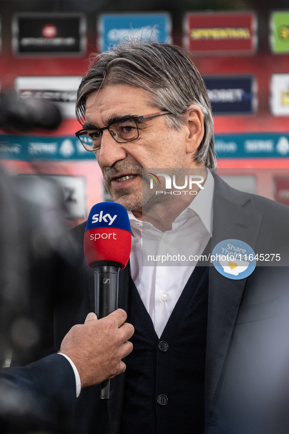 Ivan Juric, head coach of AS Roma, gives an interview before the Serie A match between Monza and AS Roma at U-Power Stadium in Monza, Italy,...