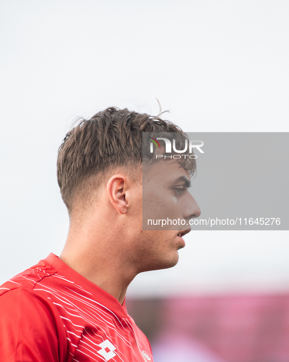 Daniel Maldini of AC Monza warms up before the Serie A match between Monza and AS Roma at U-Power Stadium in Monza, Italy, on October 6, 202...