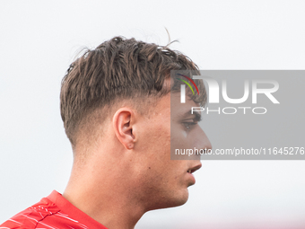 Daniel Maldini of AC Monza warms up before the Serie A match between Monza and AS Roma at U-Power Stadium in Monza, Italy, on October 6, 202...