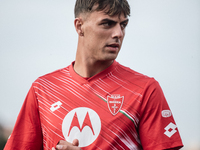 Daniel Maldini of AC Monza warms up before the Serie A match between Monza and AS Roma at U-Power Stadium in Monza, Italy, on October 6, 202...