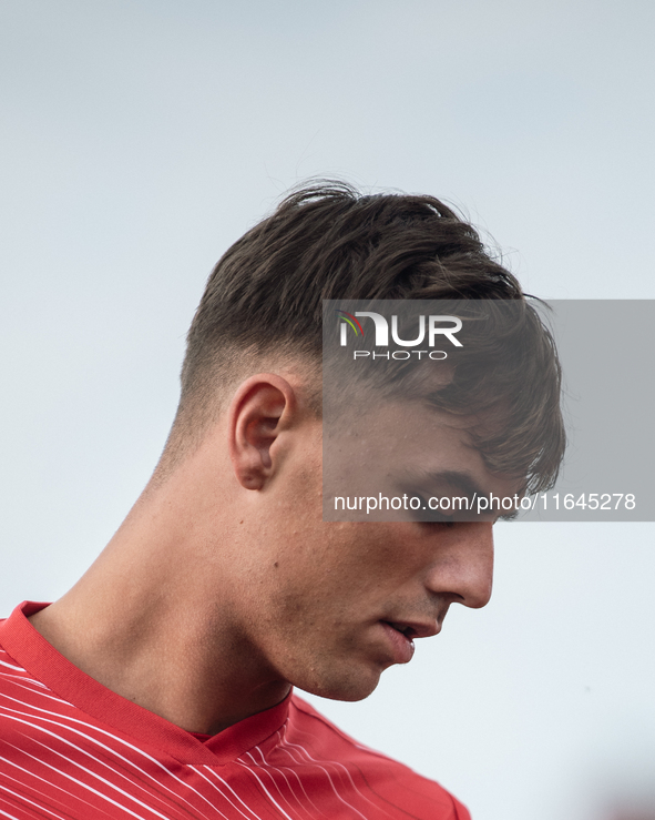 Daniel Maldini of AC Monza warms up before the Serie A match between Monza and AS Roma at U-Power Stadium in Monza, Italy, on October 6, 202...