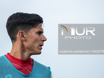 Matteo Pessina of AC Monza warms up before the Serie A match between Monza and AS Roma at U-Power Stadium in Monza, Italy, on October 6, 202...