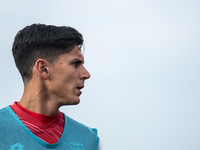 Matteo Pessina of AC Monza warms up before the Serie A match between Monza and AS Roma at U-Power Stadium in Monza, Italy, on October 6, 202...