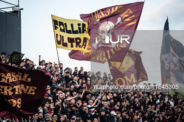 AS Roma fans attend the Serie A match between Monza and AS Roma at U-Power Stadium in Monza, Italy, on October 6, 2024. 