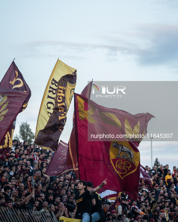 AS Roma fans attend the Serie A match between Monza and AS Roma at U-Power Stadium in Monza, Italy, on October 6, 2024. 