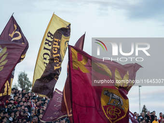 AS Roma fans attend the Serie A match between Monza and AS Roma at U-Power Stadium in Monza, Italy, on October 6, 2024. (