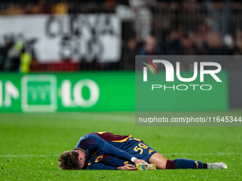 Nicola Zalewski of AS Roma plays during the Serie A match between AC Monza and AS Roma at U-Power Stadium in Monza, Italy, on October 6, 202...