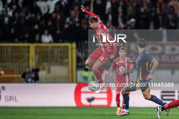 Daniel Maldini of AC Monza plays during the Serie A match between Monza and AS Roma at U-Power Stadium in Monza, Italy, on October 6, 2024. 