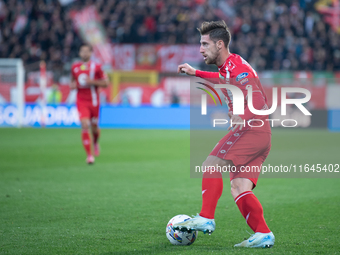 Georgios Kyriakopoulos of AC Monza plays during the Serie A match between Monza and AS Roma at U-Power Stadium in Monza, Italy, on October 6...