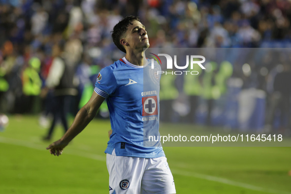 Lorenzo Faravelli #8 of Cruz Azul celebrates after scoring a goal during the 11th round match of the Torneo de Apertura 2024 as part of the...