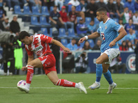 Willer Ditta #4 of Cruz Azul and Jose Paradela #10 of Club Necaxa battle for the ball during the 11th round match of the Torneo de Apertura...