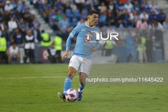 Erik Lira #6 of Cruz Azul controls the ball during the 11th round match of the Torneo de Apertura 2024 as part of the Liga MX between Club N...