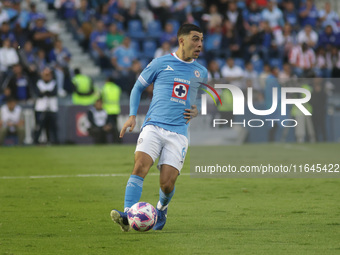 Erik Lira #6 of Cruz Azul controls the ball during the 11th round match of the Torneo de Apertura 2024 as part of the Liga MX between Club N...