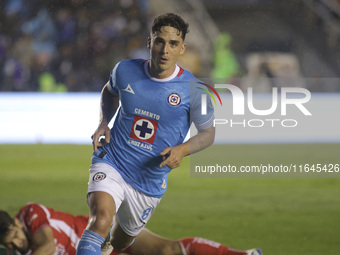 Lorenzo Faravelli #8 of Cruz Azul celebrates after scoring a goal during the 11th round match of the Torneo de Apertura 2024 as part of the...