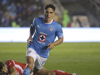 Lorenzo Faravelli #8 of Cruz Azul celebrates after scoring a goal during the 11th round match of the Torneo de Apertura 2024 as part of the...