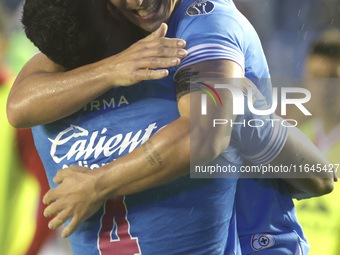 Lorenzo Faravelli #8 of Cruz Azul celebrates after scoring a goal during the 11th round match of the Torneo de Apertura 2024 as part of the...