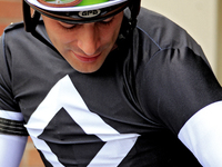 Jockey Sahin Civaci leaves the paddock ahead of the third race at Woodbine Racetrack in Toronto, Canada, on October 6, 2024. (