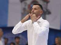 Igor Milicic, coach of Napoli, is in action during the Italy Basket Serie A match between Napoli Basket and Pallacanestro Trieste at Fruit V...