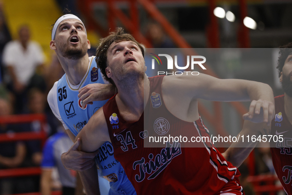 Jayce Johnson of Trieste is in action during the Italy Basket Serie A match between Napoli Basket and Pallacanestro Trieste at Fruit Village...