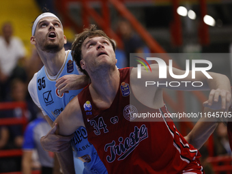 Jayce Johnson of Trieste is in action during the Italy Basket Serie A match between Napoli Basket and Pallacanestro Trieste at Fruit Village...