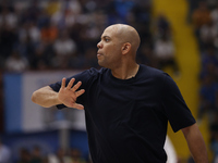 Trieste's coach Jamion Christian is in action during the Italy Basket Serie A match between Napoli Basket and Pallacanestro Trieste at Fruit...