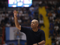 Trieste's coach Jamion Christian is in action during the Italy Basket Serie A match between Napoli Basket and Pallacanestro Trieste at Fruit...