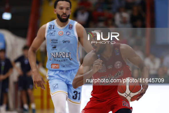 Markel Brown of Trieste and Deane Alexander Williams of Napoli compete during the Italy Basket Serie A match between Napoli Basket and Palla...