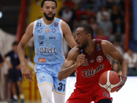 Markel Brown of Trieste and Deane Alexander Williams of Napoli compete during the Italy Basket Serie A match between Napoli Basket and Palla...