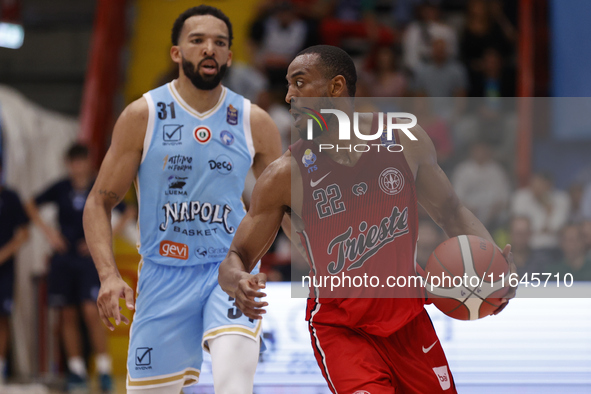 Markel Brown of Trieste and Deane Alexander Williams of Napoli compete during the Italy Basket Serie A match between Napoli Basket and Palla...