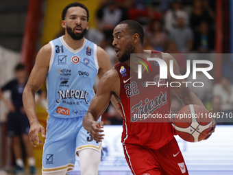 Markel Brown of Trieste and Deane Alexander Williams of Napoli compete during the Italy Basket Serie A match between Napoli Basket and Palla...