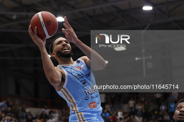 Napoli's Kaspar Treier is in action during the Italy Basket Serie A match between Napoli Basket and Pallacanestro Trieste at Fruit Village A...