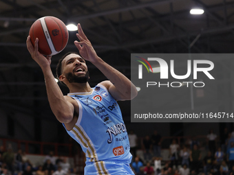 Napoli's Kaspar Treier is in action during the Italy Basket Serie A match between Napoli Basket and Pallacanestro Trieste at Fruit Village A...