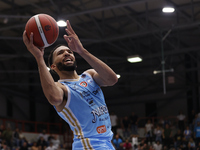 Napoli's Kaspar Treier is in action during the Italy Basket Serie A match between Napoli Basket and Pallacanestro Trieste at Fruit Village A...