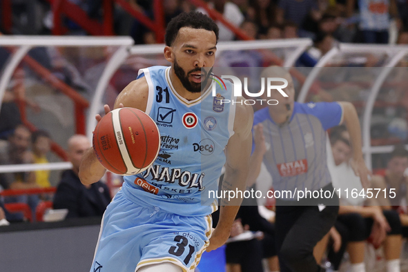 Deane Alexander Williams of Napoli plays during the Italy Basket Serie A match between Napoli Basket and Pallacanestro Trieste at Fruit Vill...